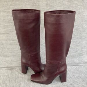 Elegant Burgundy Knee-High Leather Boots